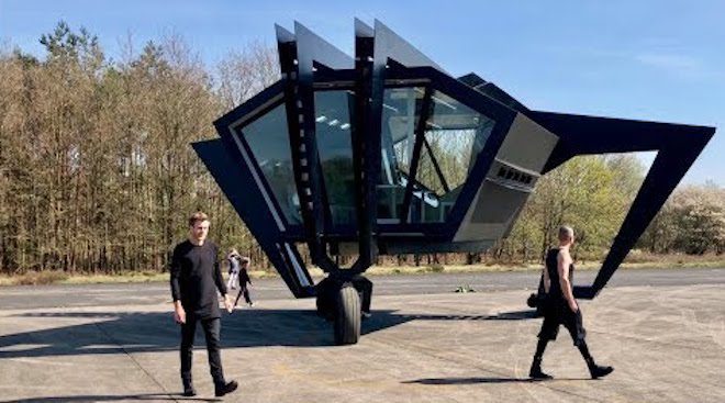 Black-Mantis Vehicle Housed On Abandoned Air Base Is Used As Unique Office