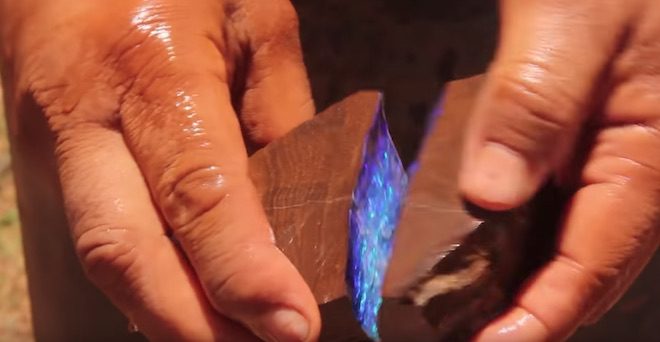Miner Cracks Open Stone To Reveal Stunning Opal