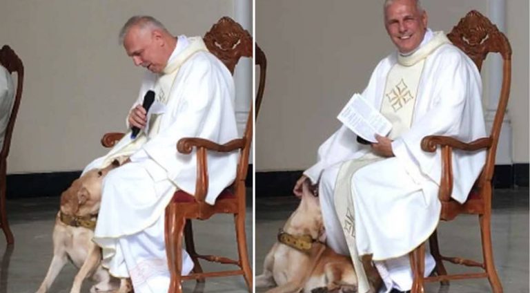 Priest Gets Unexpected Visitor During Church Service, Adorable Video Goes Viral