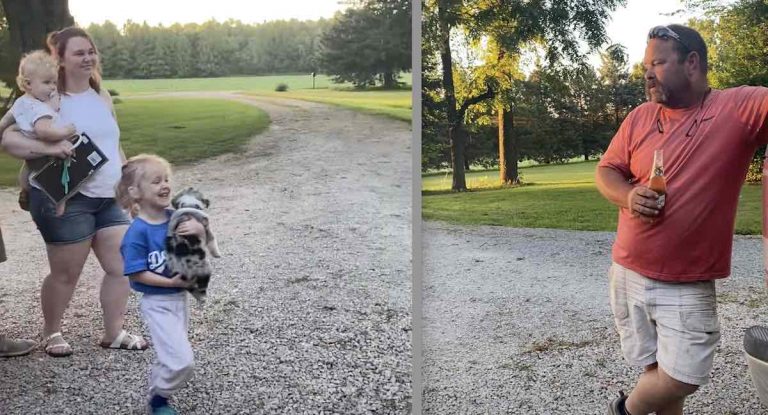 dad heartwarming reaction to new puppy