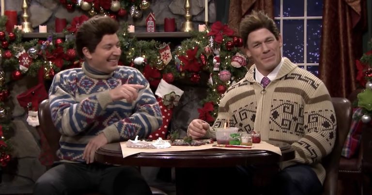 John Cena and Jimmy Fallon Can’t Stop Laughing During Their Mad Libs Christmas Scene