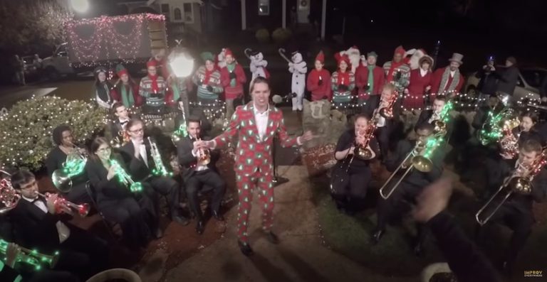 Big-Brass Orchestra Surprises Family With Christmas Caroling Out Front Of Home