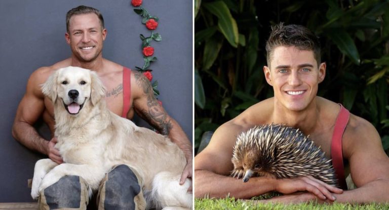 Handsome Firefighters Team Up With Cute Animals To Support Charities
