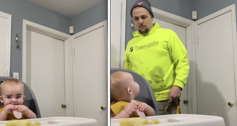 Baby with Fake Eyebrows Gets Huge Laugh From Her Dad