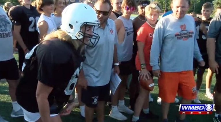 moms tackle sons in football