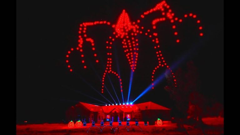 300 Drones Conjure Up Surprises In Spectacular Halloween Home Light Show