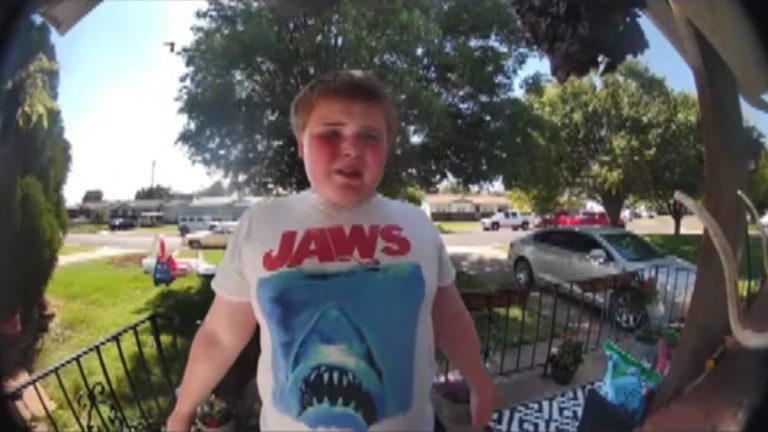 bullied boy knocks on doors asking for friends
