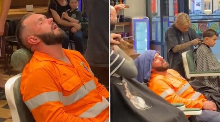 man falls asleep at hairdresser
