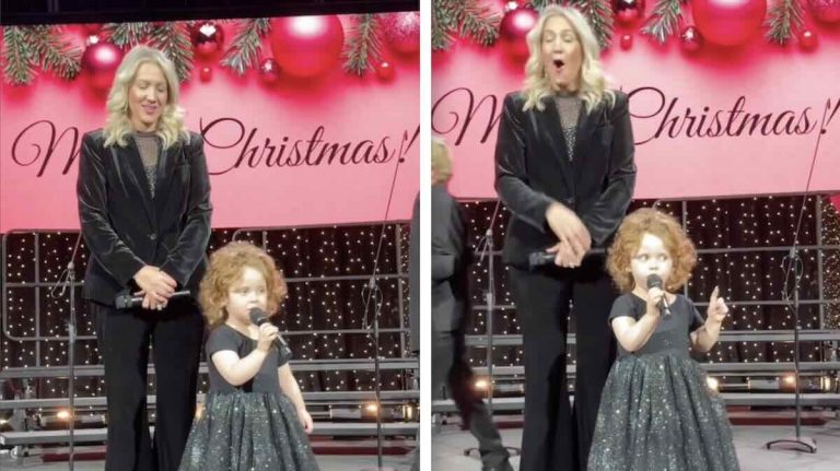 girl makes funny announcement at xmas concert