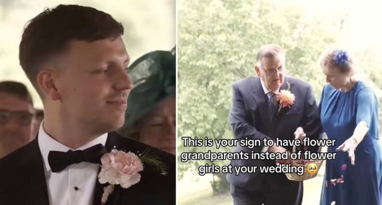 flower grandparents at wedding