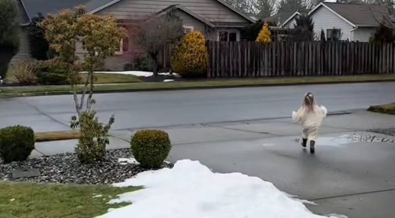 Little Girl Runs Across the Street for Syrup. Who Opens the Door Melts Hearts