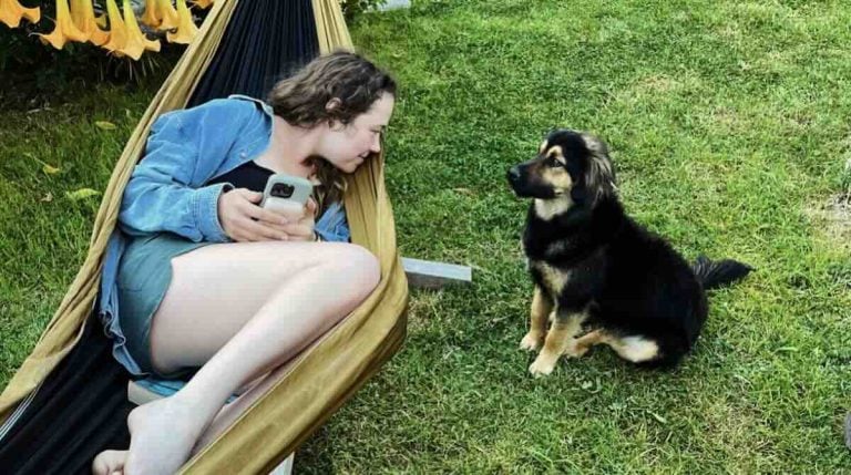 Street Dog Visits Tourist In Her Hammock And ‘Adopts’ Her As His Forever Mom
